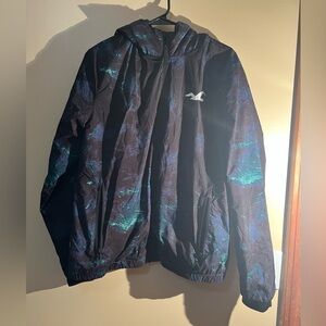 Men’s Hollister Epic Flex Fleece Lined Wind Breaker Black Jacket Size Medium